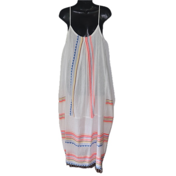 Lemlem Bekah Cotton Neon Slip Dress Cover-up - Picture 2 of 3